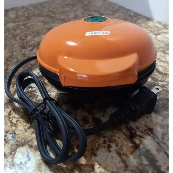 DASH Pumpkin‎ Mini Waffle Maker Orange Electric Griddle Individual DMWP001OR - Picture 2 of 16